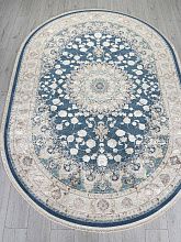 Овальный ковер в гостиную ZARINA A050B D.BLUE SHIRINK / CREAM Овал