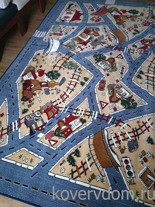 Детский ковер Веселые дорожки-L синий