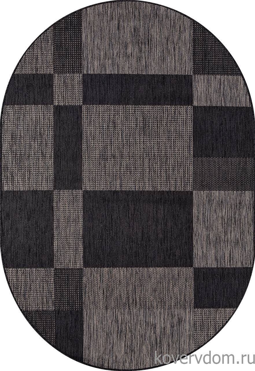 Ковер циновка VEGAS S005 D.GRAY-BLACK Овал